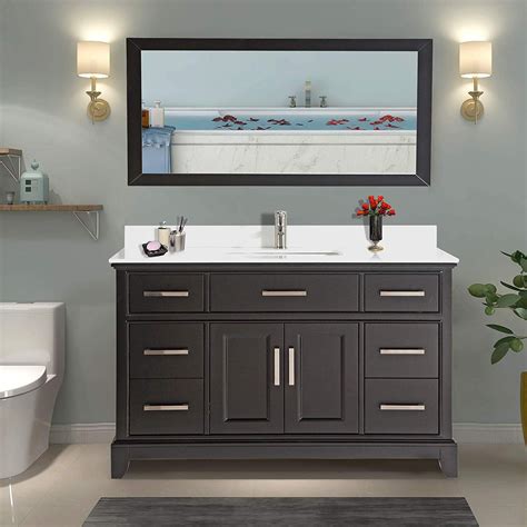 Bathroom vanity sink combo. Glacier Bay Everdean 30.5-inch W x 34.4-inch H x 18.75-inch D Bathroom Vanity in Pearl Grey with Cultured Marble Countertop/Rectangular Sink. Model # EV30P2C-PG SKU # 1001493546. (557) $478. 00 / each. Standard Delivery. Limited Stock at. 