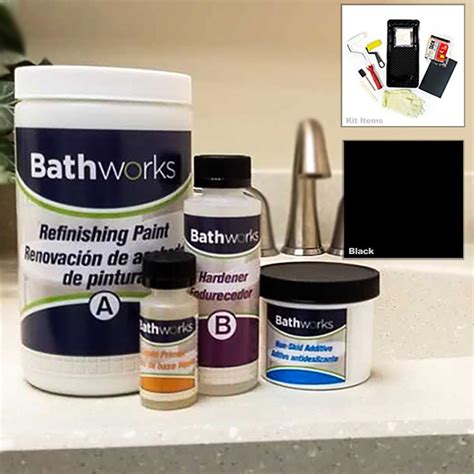 Bathtub refinishing kit. Durable and corrosion-resistant finish. Covers up to 110 sq. ft. or 2-coats on a standard bathtub. Glossy, porcelain-like, waterproof finish. Tough, hard protective coating acts like porcelain and ceramic. Dries to the touch in 1-hour, allow surface to fully dry for 3-days prior to water exposure. Epoxy acrylic formula withstands … 