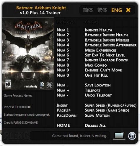 Batman: Arkham Knight Cheats for PC Chapter Cheats. 