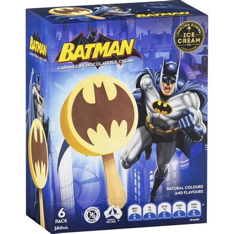 Batman ice cream. Batman. $4.00. or 4 interest-free payments of $1.00 with. Afterpay. Cherry flavored frozen confection shaped in the likeness of Batman with gumball eyes. Quantity: Add To Cart. … 