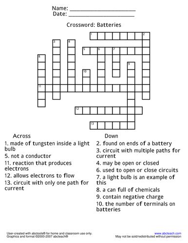Battery acronym crossword clue. Things To Know About Battery acronym crossword clue. 