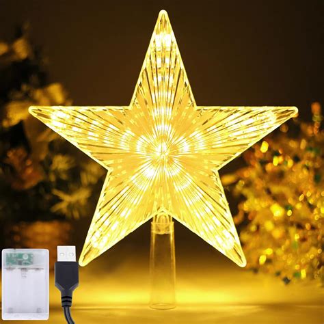 Battery operated star tree topper.  Christmas Tree Topper Star Warm White Light,Star Tree T...