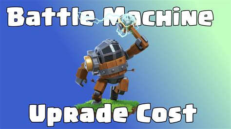 Battle machine upgrade cost. For the Builder Base version, see Builder Hall. For the Goblin Map version, see Goblin Hall. For the Clan Capital version, see Capital Hall. For the Clan Districts version, see District Hall. "This is the heart of your village. Upgrading the Town Hall unlocks new defenses, buildings, traps and much more." The Town Hall is the main and one of the … 