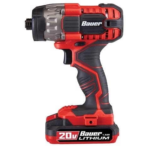 Learn more and shop our 20V Bauer power tools system with over 65 compatible products. Learn More. Product Details. ... The BAUER™ Impact Driver Kit comes with 1/4 in. 20v compact impact driver, 1.5AH battery, charger, and 2 impact bits (Model 1781C-B1) More Related Products. Cordless 20v Drill Driver;. 