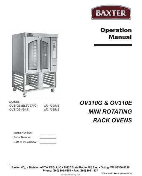 Baxter rotating rack oven troubleshooting manual. - Technische untersuchungsmethoden zur betriebskontrolle, insbesondere zur kontrolle des dampfbetriebes..