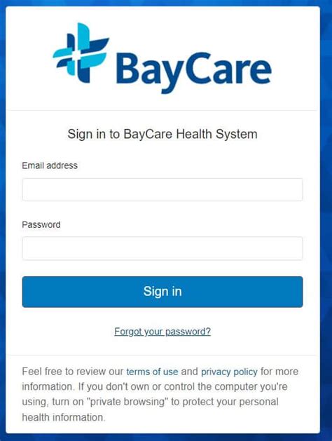 Baycare patient portal log in. Accessibility Support: BayCare Health System is committed to offering reasonable accommodation to job applicants with disabilities. If you need assistance or an accommodation due to a disability, please contact our Talent Acquisition team at (727) 734-6435 or talentacquisition@baycare.org. BayCare is subject to the CMS (Centers for Medicare ... 