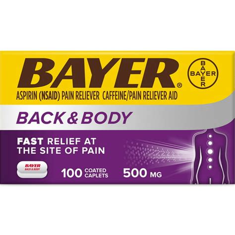 Bayer Extra Strength Pain Reliever Back And Body 500mg Caplets Tablets