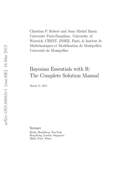 Bayesian computation with r solutions manual. - Solution manual for fundamentals of database systems ramez elmasri 5th edition.