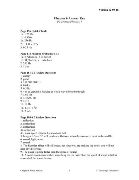 Bc science physics 11 answer key.  4 - 6 questions with answer support gra...