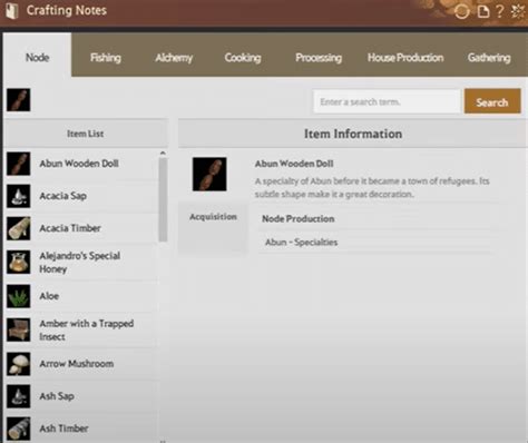 Bdo crafting notes.  You can access the crafting notes by click on it'...