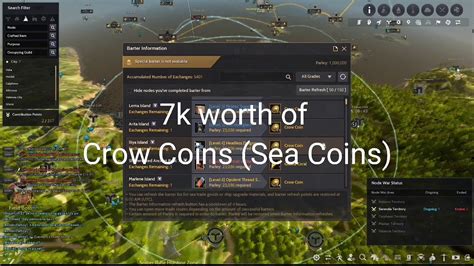 Crow Coin +10% more Crow Coins obtained during Barter. (Excludes Margoria and Valencia regions) Crow Coin. Barter in Hakoven Island and get up to x200-600 Crow Coins. Gilded Coral. When performing Explore while sailing in Margoria regions, get x10 higher chance to discover Gilded Coral. Khan's Concentrated Magic. 