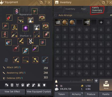 Family Inventory&#39;s weight limit permanently increases by 200LT.※ Event items can only be moved to the Family Inventory if they state "Can be placed in the Family Inventory" in their item description.. 