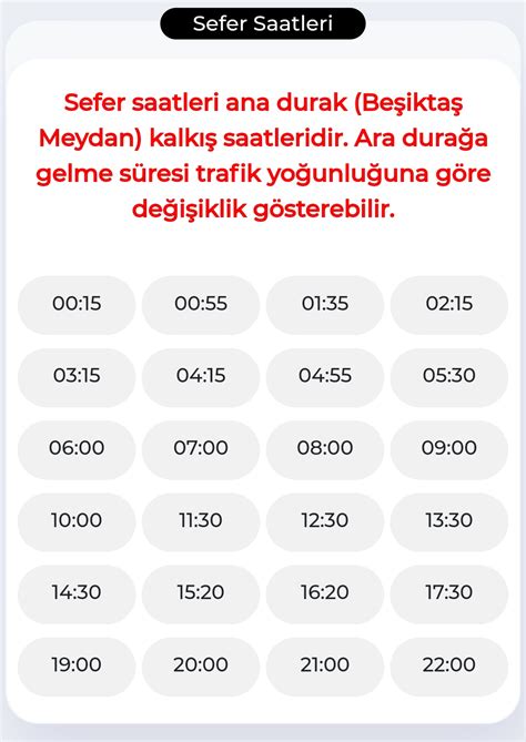 Beşiktaş havaist kalkış saatleri