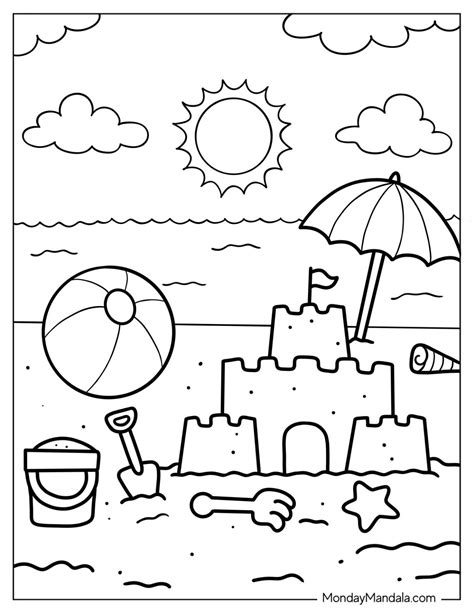 Beach Coloring Page For Kids