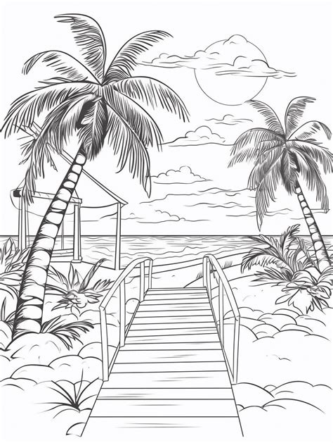 Beach Coloring Pages Adu