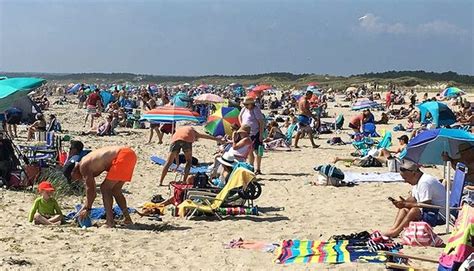 Beach closures because of contamination prevent sunbathers from taking a dip to beat the heat