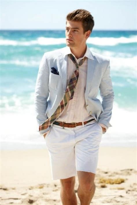 Beach formal men. For men, beach formal attire typically consists of a lightweight suit or blazer in light colors such as beige or light blue, paired with tailored trousers and a dress shirt. Linen or cotton fabrics are commonly used for men’s beach formal attire, ensuring a comfortable and stylish look. 