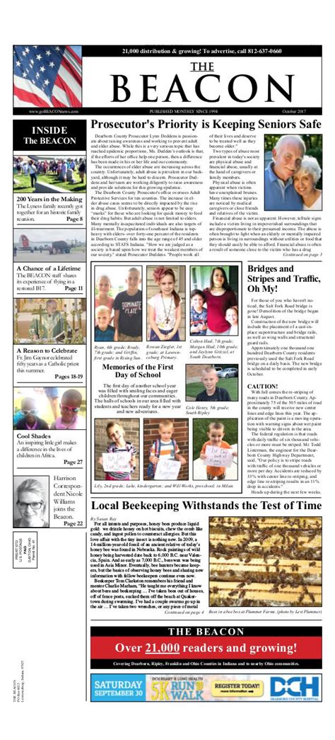Beacon dearborn county indiana. Community May 3, 2024 Biggest loser lost 870 pounds RISING SUN – The biggest losers in the county have been named.Kevin Combs is the male biggest loser, dropping 25.4 pounds, while Abbey Berkly lost 14.59 pounds among the women.$500… Obituaries News May 3, 2024 Where to vote in Dearborn County Staff ReportDEARBORN COUNTY – Next Tuesday, voters will decide who will compete in this ... 