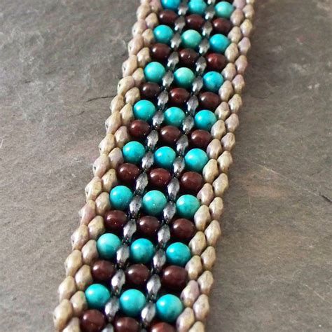 Beaded Bracelet Tutorial Super Duo Bead Pattern Step by Step Etsy