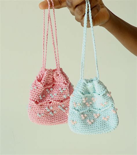 Beaded Mini Crochet Drawstring Pouch Free Pattern