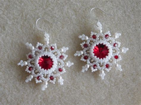 Beading Earring Tutorial Beaded Pattern Snowflake Earring Etsy