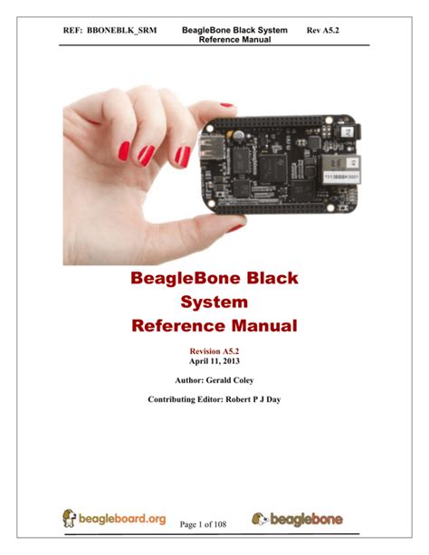 Beaglebone black manual.  BeagleBone Black System.  This document is the...