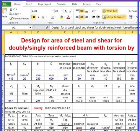 Beam design calculation excel as per is 456. Design of beam in excel sheet Forum