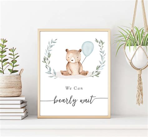 Bear Baby Shower We Can Bearly Wait Sign Printable Boy Baby Etsy México