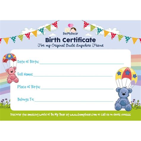 Bear Build birth certificate Birth certificate template, Certificate ...