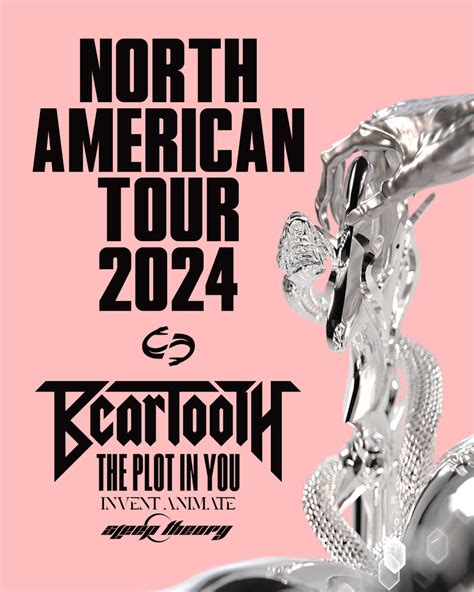 Beartooth 2024 tour. Each song of Beartooth's setlist promises to transport the audience to a visceral realm of musical brilliance. Don't miss the opportunity to witness this exhilarating show, as tickets for Beartooth - 2024 North American Tour will be available for purchase from October 20, 2023, at 14:00 until January 27, 2024, at 01:30. 