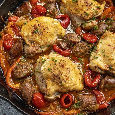 Jan 27, 2020 - Heat a few tablespoons of oil in a Dutch oven over high heat. Sprinkle the chicken pieces on both sides with salt and pepper. Place the chicken in skin-side down and cook.... 