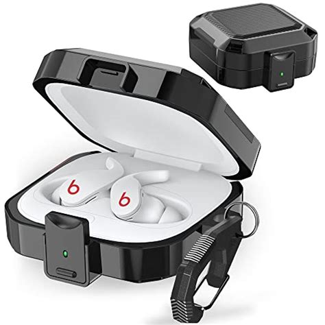 Jinstyles Charging Case Replacement Compatible for Beats Fit Pro, Portable Charger Case Support to Wireless Pairing, with Sync Button, 700mAh Built-in Battery, Charge Earbuds 3 Times, Black HIETON Silicone Case for Powerbeats Pro, Anti-Break Anti-Lost & Shockproof Easy Carrying Unique Dual Hole Portable Protective Case …. Beats fit pro case replacement