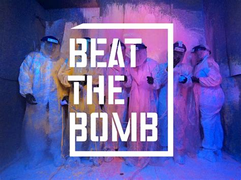 Beatthebomb. Beat The Bomb is an interactive team-building experience where players must take on several different challenges including a Laser Maze and a PAINT BOMB that explodes if they lose. Now serving beer & wine, providing the coolest night out, start to finish! Read more. Duration: 1-2 hours. 