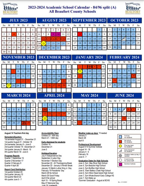 Beaufort County School District Calendar