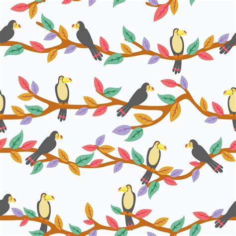 Beautiful Bird With Seamless Pattern Design Seamless patterns