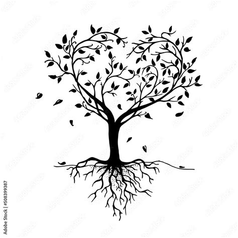 Beautiful Tree with Heart shaped root isolated on white background