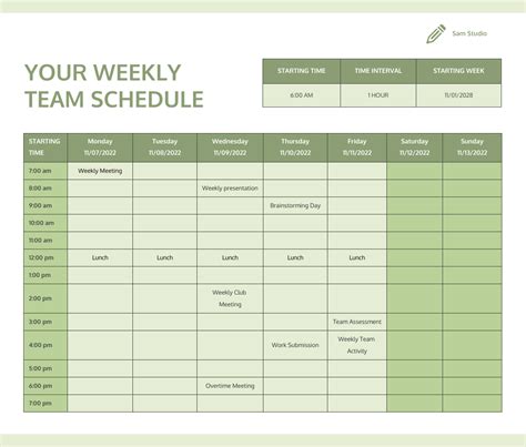 Beautiful Work Time Schedule Template Excel Table Format