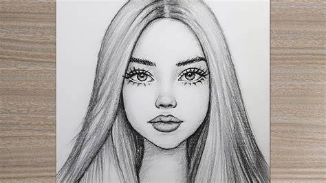 Beautiful girl drawing easy pencil realistic.  In this step-by-step tutorial you will ...