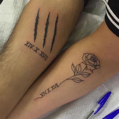 Beauty and Beast Temporary Tattoo for Couple, Custom Date Waterproof