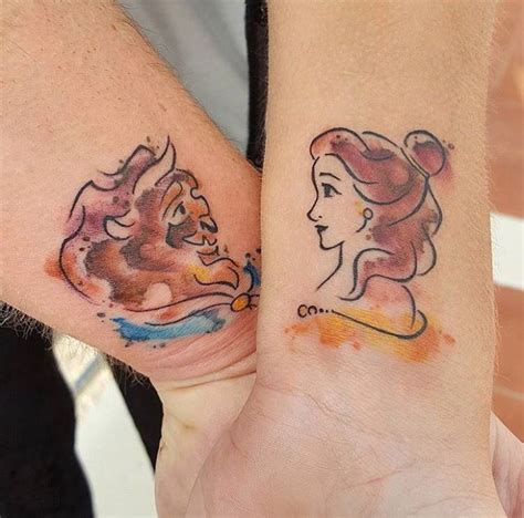 Beauty and the Beast Tattoo Disney Couple Tattoos, Cute Disney Tattoos