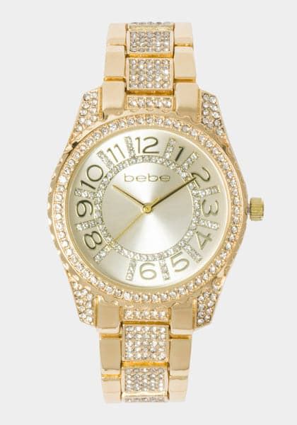 Bebe Champagne Dial Crystal Bezel Watch in Metallic Lyst