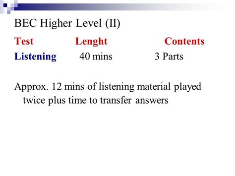 Bec Higher Test