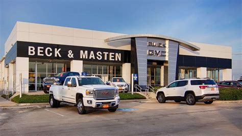 Beck and masten gmc dealership. Beck & Masten Buick GMC North. 4.0 (1,418 reviews) 11300 Farm to Market 1960 Road West Houston, TX 77065. Visit Beck & Masten Buick GMC North. Sales hours: 9:00am to 9:00pm. Service hours: 7:00am ... 