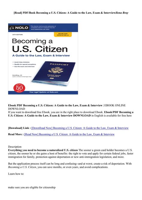 Read Becoming A Us Citizen A Guide To The Law Exam  Interview By Ilona Bray