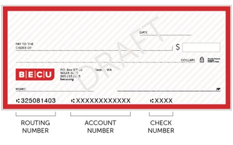 Becu aba number. Where to find a BECU routing number on a check. For checking accounts, your BECU routing number is located in the bottom-left corner of your check. How to find a BECU routing number online. To find your BECU routing number online, here are some methods: 1. BECU online banking: Access your BECU routing number by logging into your account. 2. 