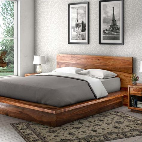 Bed frame solid wood. Made in Eugene, Oregon, Pacific Rim natural bed frames use solid beech wood or natural cherry. They can be finished with zero VOC Heritage Beesblock finish or left unfinished. Savvy Rest, in Virginia, manufacturers two platform beds constructed from solid maple. Available with a variety of zero-VOC colored stains. 