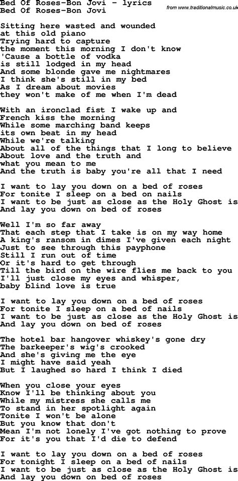 Bed of roses lyrics. Things To Know About Bed of roses lyrics. 