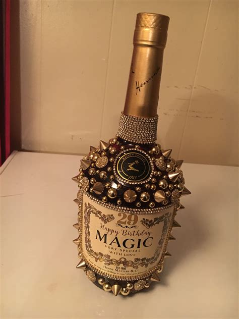 Bedazzle alcohol bottle. In either case, you're in luck––a lot of fun can be had turning an ordinary bottle of alcohol into a festival of bling. Such a bottle will turn your guest's heads for a second look and a … 