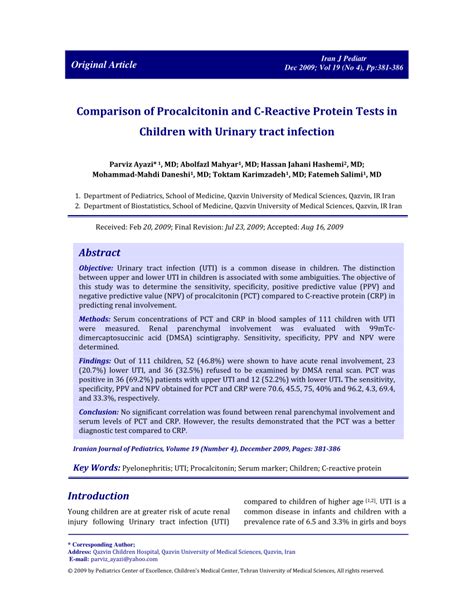 Bedside Procalcitonin and C-Reactive Protein Tests in Children …