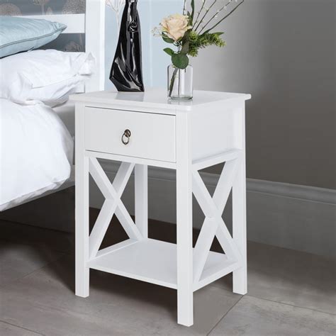 3-Drawer White Nightstands With Metal Legs, Side Table Bedside Table 21.3 in. H x 19.7 in. W x 15.7 in. D. (3) $46. 24. /carton $57.81. Save $11.57 ( 20 %) Limit 50 per order. Add to Cart. Prepac. Simply Modern Natural Oak 2-Drawer 23.75 in. W Nightstand. (3) $98. 99. $109.99. Save $11.00 ( 10 %) Add to Cart. Aurora 2-Drawer White Nightstand. (15). 